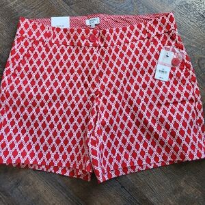 Crown & Ivy Red and White Patterned Shorts, NWT